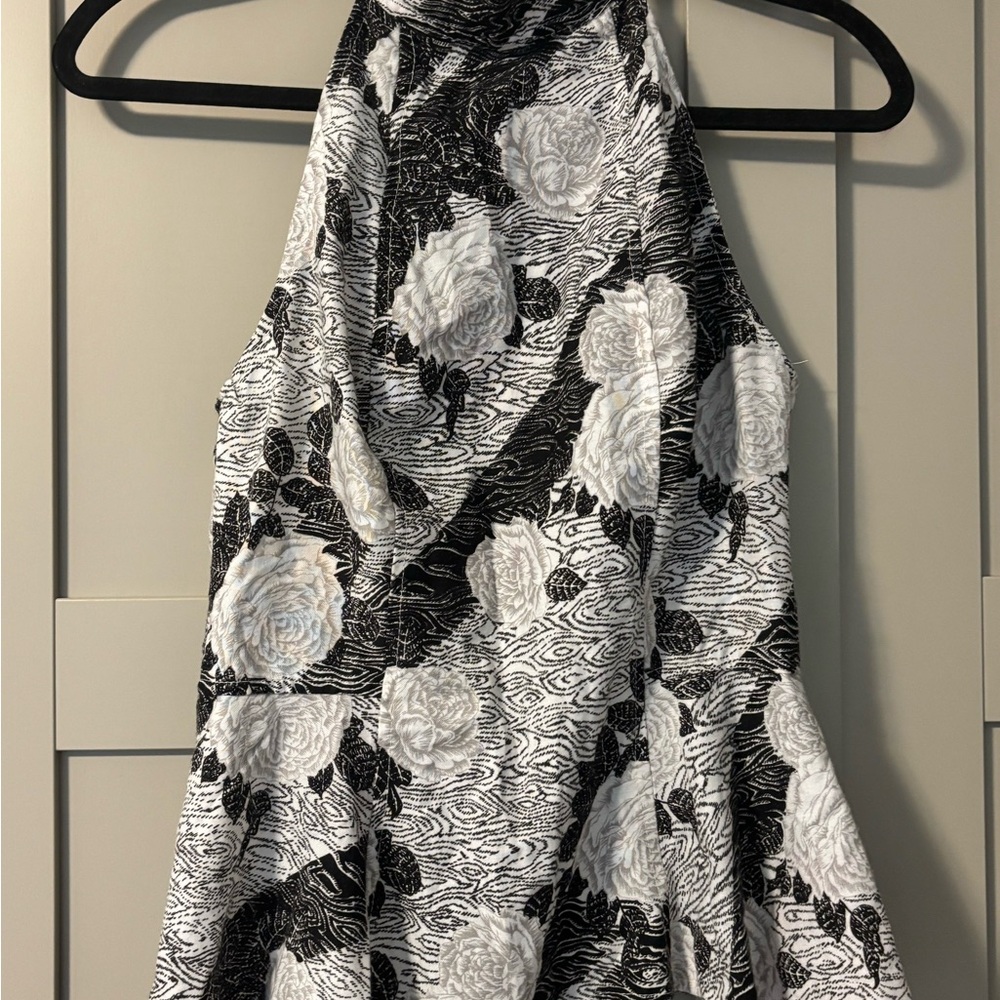 Black & White Floral Halter Top- XS